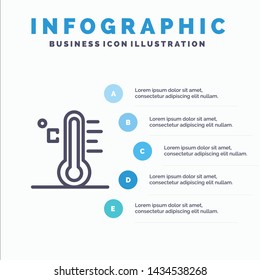 Cloud, Light, Rainy, Sun, Temperature Line icon with 5 steps presentation infographics Background