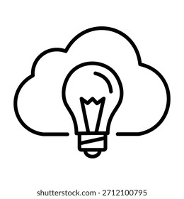 Icono de nube y bombilla que representa la innovación y las ideas