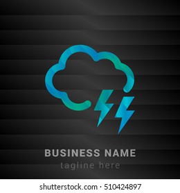 Cloud Lighting Blue,Green and Black silk fashion premium icon / Logo