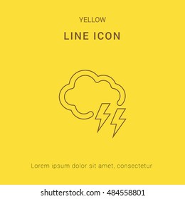 Cloud Lighting Cute yellow thin line icon / logo Design