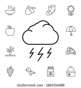 Cloud, lighting flat vector icon in autumn pack