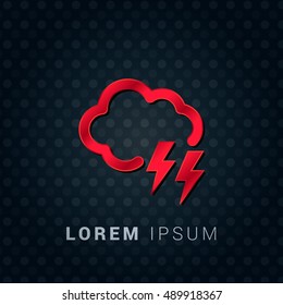 Cloud Lighting Red chromium precious metallic 3D Icon / Logo Design