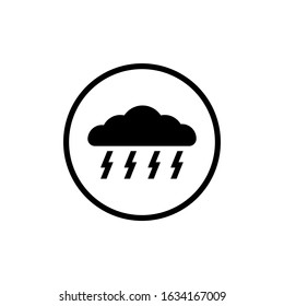 Cloud and lightning black color flat style
