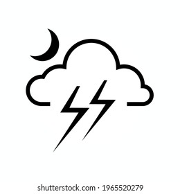 cloud lightning black icon in flat style isolated. Vector Symbol illustration.
