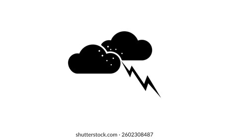 cloud and lightning, black isolated silhouette