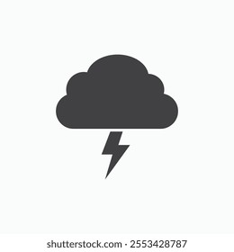 Cloud lightning black solid vecor icon