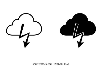 cloud with lightning bolt and thunderstorm icon vector