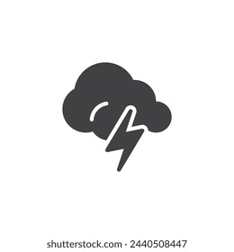 Cloud with lightning bolt vector icon. filled flat sign for mobile concept and web design. Thunderstorm glyph icon. Stormy weather symbol, logo illustration. Vector graphics