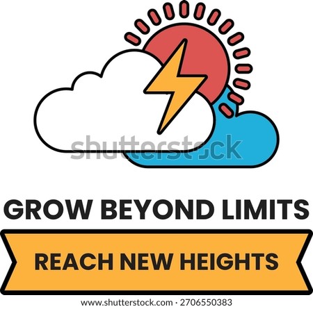 A cloud with a lightning bolt and the words Grow Beyond Limits. Reach New Heights. On it