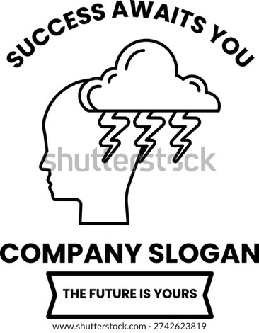 A cloud with lightning bolts is on a white background. The text reads "Success awaits you."