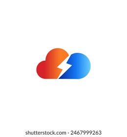 cloud and lightning combined logo design illustration 2