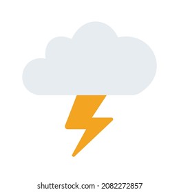 Nube con un icono de emoticonos relámpago aislado en fondo blanco