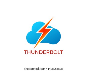 Cloud and lightning flash logo icon template design. Power energy vector illustration