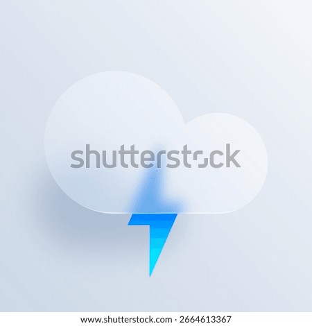 Cloud and lightning forecast icon with glassmorphism effect. 3d glassmorphism meteorology elements sign. Cloudy, thunder, lightning sign. Template design for web or mobile app, ui, ux. Vector