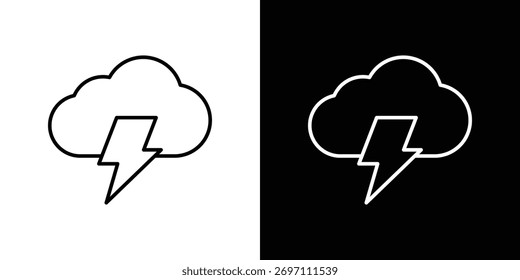 Cloud lightning icon art Illustrations. premium line icons
