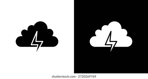 Cloud lightning icon. Black and white simple flat design icon