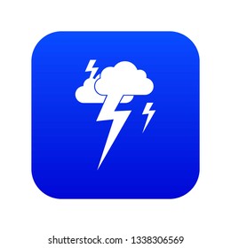 Cloud and lightning icon digital blue for any design isolated on white vector illustration