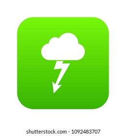 Cloud with lightning icon digital green for any design isolated on white vector illustration