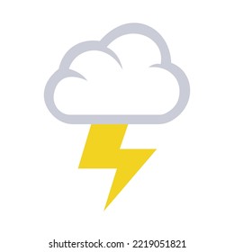 Cloud With A Lightning Icon Emoji Flat Design On White Background