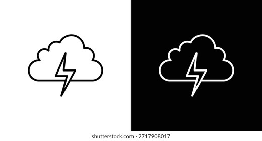 Cloud lightning icon - Line Style. symbol template design