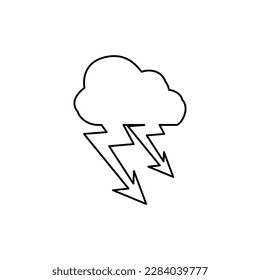 cloud and lightning icon on white background, vector illustration