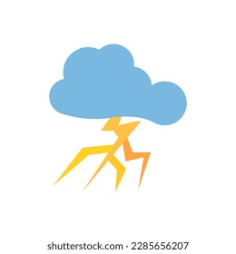 cloud and lightning icon on white background, vector illustration