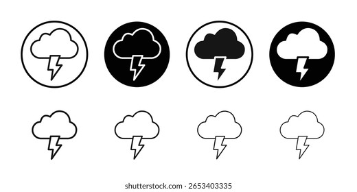 Símbolo isolado de vetor simples de ícone de relâmpago em nuvem