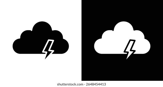 Cloud lightning icon symbol collection. Flat vector stock illustration.
