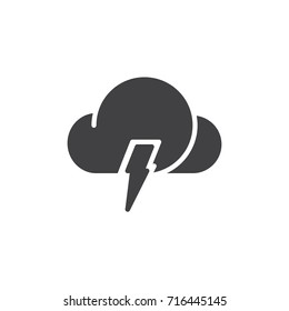 Cloud lightning icon vector, filled flat sign, solid pictogram isolated on white. Symbol, logo illustration.
