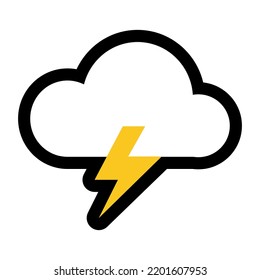 Cloud with lightning icon vector isolated flat design on white background