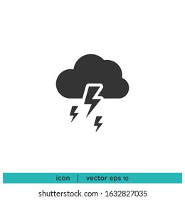 Cloud and lightning icon weather symbol design element vector eps10