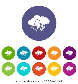 Cloud lightning icons color set vector for any web design on white background