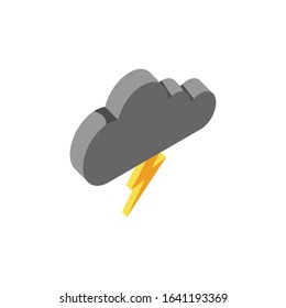 cloud and lightning isometric 3d vector illustration. Isolated vector sign symbol