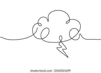 cloud and lightning line drawing