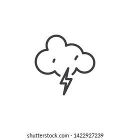 Cloud with lightning line icon. linear style sign for mobile concept and web design. Thunderstorm outline vector icon. Meteorology forecast symbol, logo illustration. Vector graphics