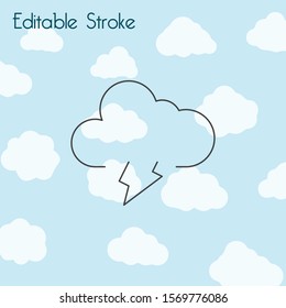 Cloud, lightning line icon, outline vector sign, linear style pictogram isolated on white. Symbol, logo illustration.
