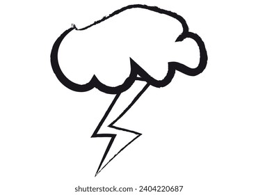 Cloud with lightning made with black tracing.