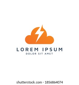 cloud and lightning negative space logo design