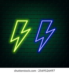 Cloud and lightning neon sign. blue color.