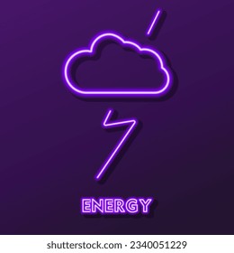 Cloud-Blitzneonzeichen, modernes, leuchtendes Banner-Design, bunter moderner Designtrend auf schwarzem Hintergrund. Vektorgrafik.