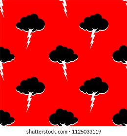 Cloud and lightning pattern seamless. Thunderstorm background. Storm weather texture. Vector illustration
