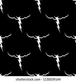 Cloud and lightning pattern seamless. Thunderstorm background. Storm weather texture. Vector illustration
