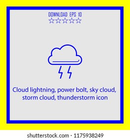Cloud lightning, power bolt  line icon