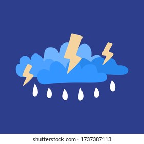 cloud with lightning and rain icon. Cartoon illustration of clouds with lightning and rain vector icon for web.