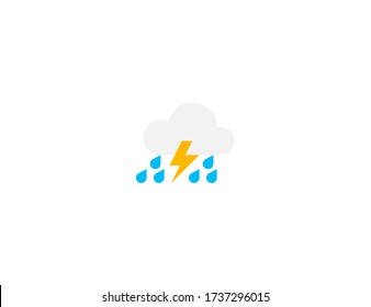 Cloud with Lightning and Rain vector flat icon. Isolated stormy weather emoji illustration 