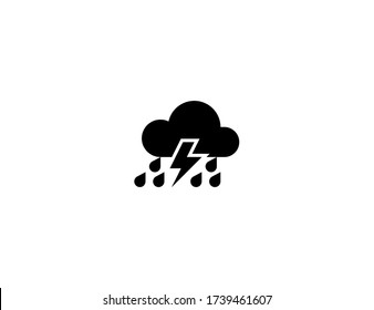 Cloud with Lightning and Rain vector flat icon. Isolated stormy weather emoji illustration 