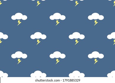 Cloud with lightning seamless pattern, Vector, Illustration.