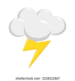 Cloud Lightning Sign Emoji Icon Illustration. Storm Vector Symbol Emoticon Design Clip Art Sign Comic Style.