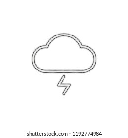cloud and lightning. simple outline icon. linear symbol with thin outline. Dotted outline silhouette with shadow on white background