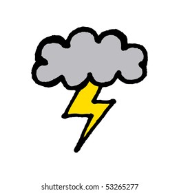 Cloud and lightning sketch. Vector.